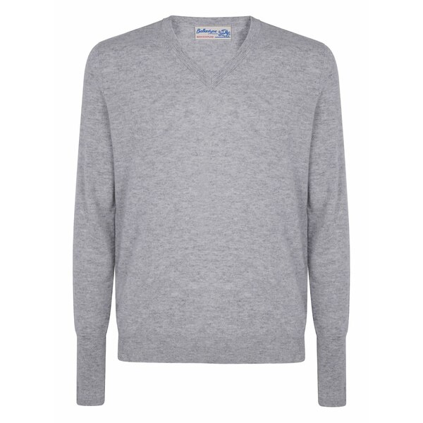 バランタイン メンズ 編み物\u0026プルオーバー アウター V-neck cashmere sweater Grey