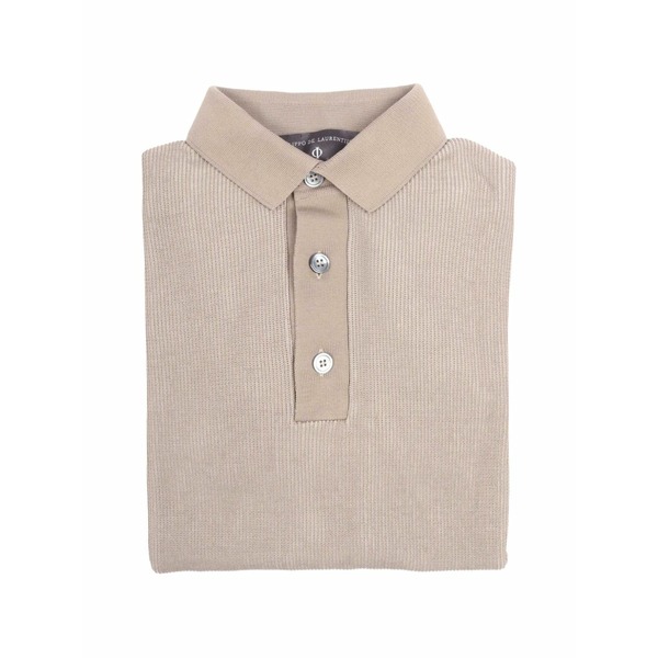 フィリッポ デ ラウレンティス メンズ スポーツシャツ トップス Ribbed-knit short-sleeve polo shirt Neutrals