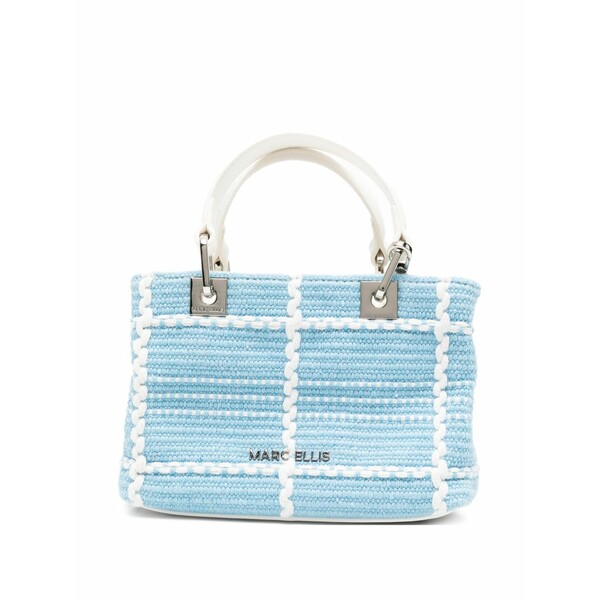 マークエリス レディース トートバッグ 御徒面子 Check-pattern woven tote bag Blue