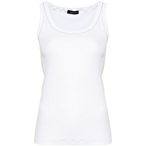 ファビアナ フィリッピ レディース カットソー トップス Chain-trim ribbed tank top White