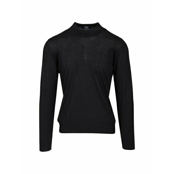 フェデーリ メンズ 編み物\u0026プルオーバー アウター Virgin wool sweater Black