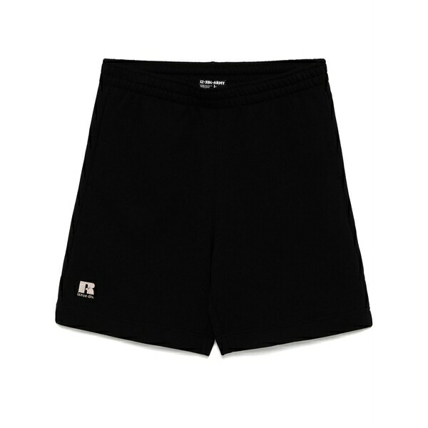 イズエ メンズ 心地よいズボン下 ボトムス Logo-embroidered shorts Black