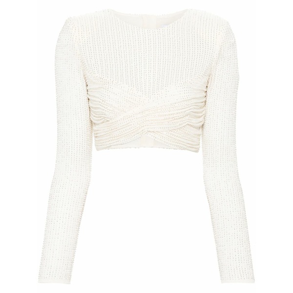 セルフ・ポートレイト レディース プルオーバー トップス Bead-embellished crop top Neutrals