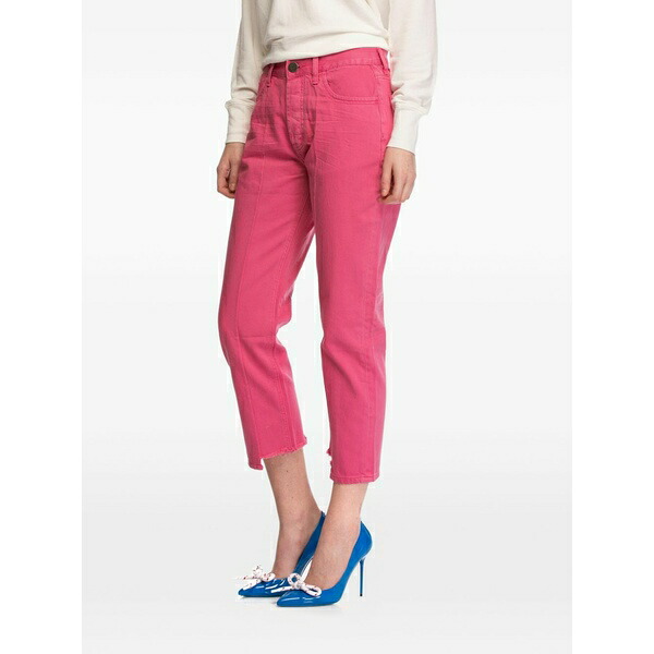 ワン ティースプーン レディース デニムパンツ ボトムス Truckers raw-cut jeans Pink|asty