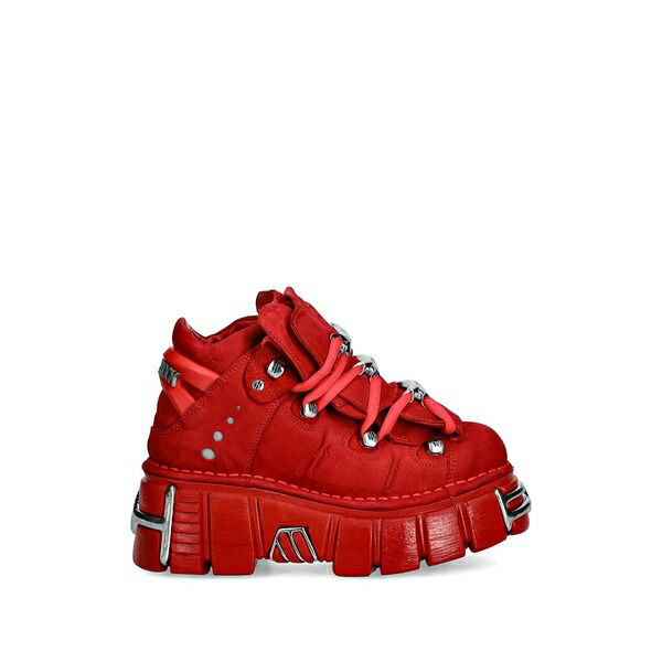 ニュー鍵を掛ける レディース スニーカー シューズ Lace-up hardware sneakers Red