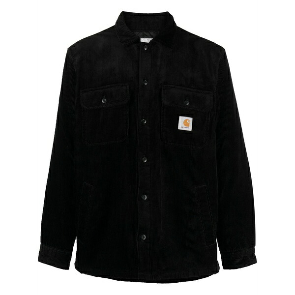 鉄道車両ハート型 メンズ 上衣＆上衣 アウター Logo-patch cotton shirt jacket Black