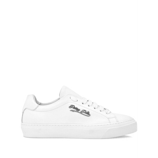 フィリップ飾り気の無い メンズ スニーカー シューズ Lace-up leather trainers  White