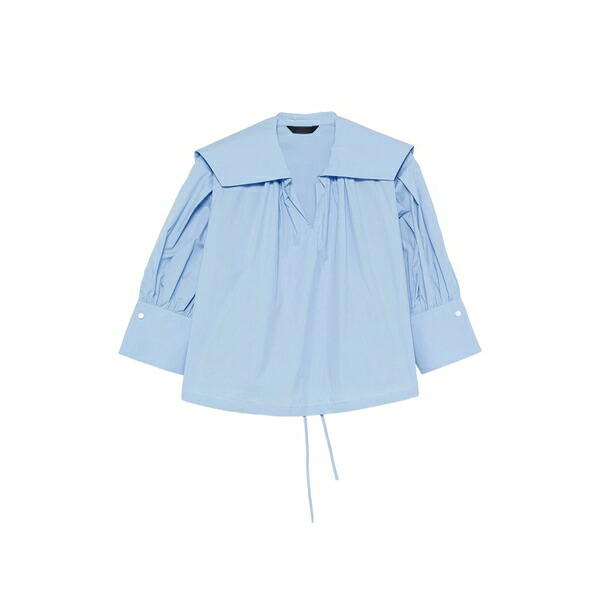 ジュン・ジー レディース プルオーバー トップス Sailor-collar drawstring blouse Blue