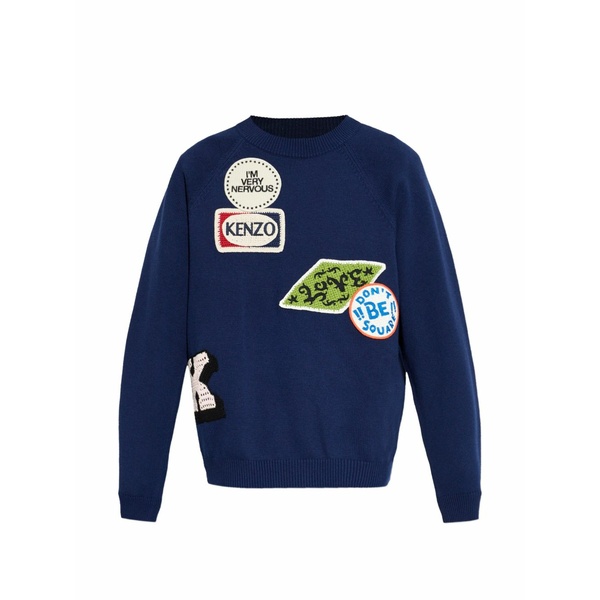 ケンゾー メンズ 編み物\u0026プルオーバー アウター Crew-neck long-sleeve sweater Blue