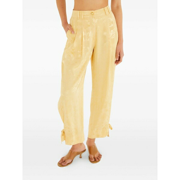 耕園 リオ レディース 心地よいズボン下 ボトムス Tie-leg printed trousers Neutrals