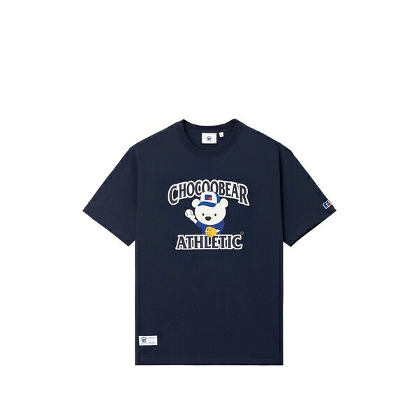 黒茶 メンズ プルオーバー トップス Bear-print t-shirt Blue