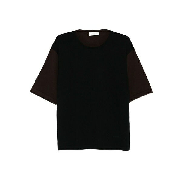 ランバン メンズ プルオーバー トップス Colour-block short-sleeve t-shirt Black