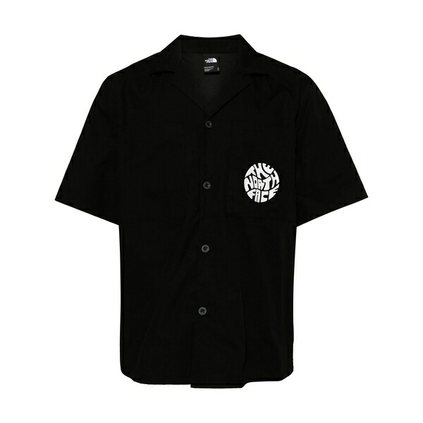 北の方人間の顔 メンズ プルオーバー トップス Logo-print short-sleeved shirt Black