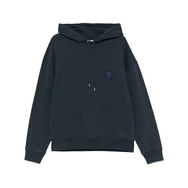 住み家 稲荷 メンズ パーカー・スウェットシャツ アウター Bold fox head-patch hoodie Blue