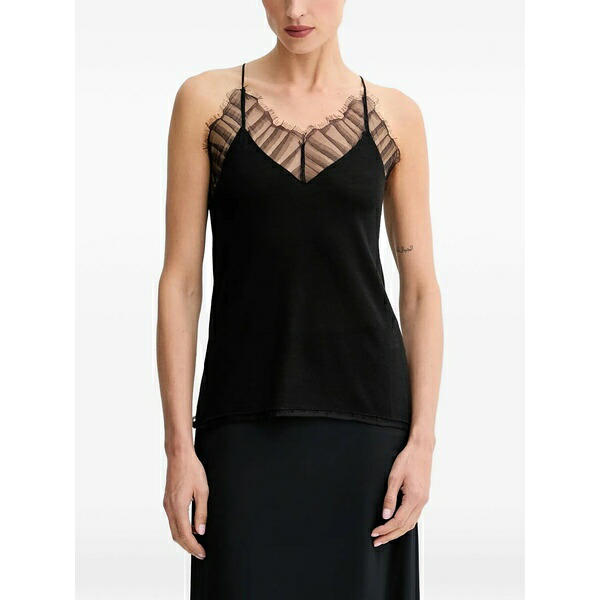 イロ レディース プルオーバー トップス Lace v-neck blouse Black