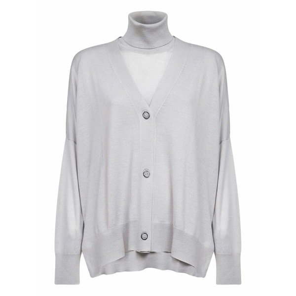ブランカ ヴィータ レディース 編み物\u0026プルオーバー アウター Fine-knit cardigan and jumper set Grey