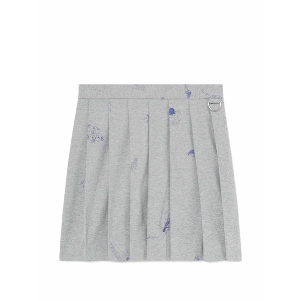 ヴェトモン レディース スコート ボトムス Scribble-print pleated skirt Grey