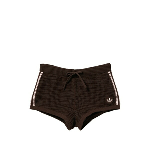 アディダス レディース 心地よいズボン下 ボトムス Crochet mini shorts Brown