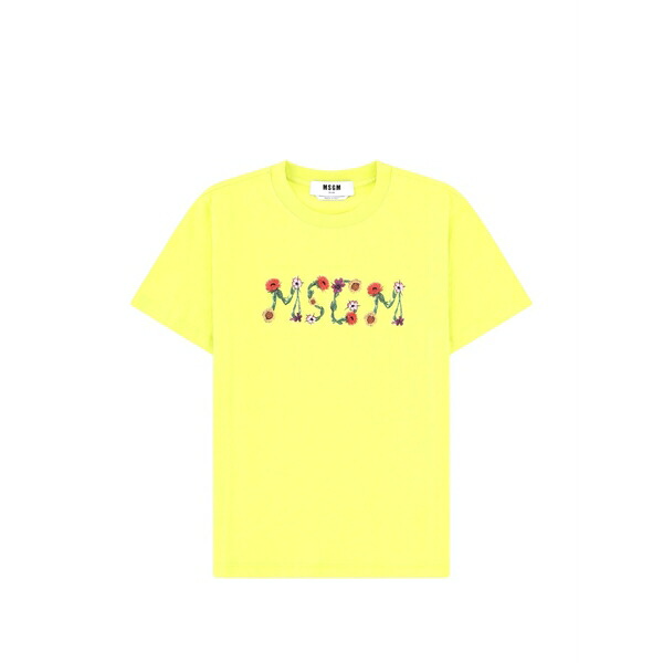 エムエスジイエム レディース ティーシャツ トップス Floral-logo t-shirt Yellow