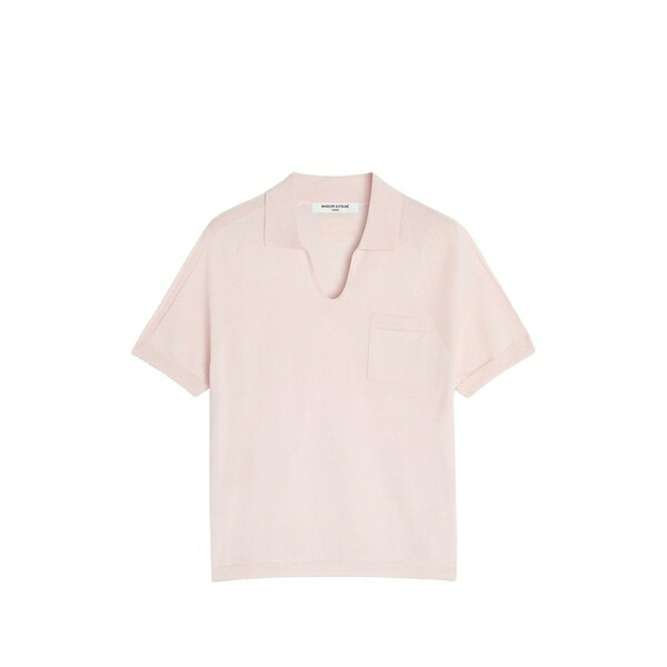 住み家 稲荷 レディース ティーシャツ トップス Fine-knit v-neck t-shirt Pink