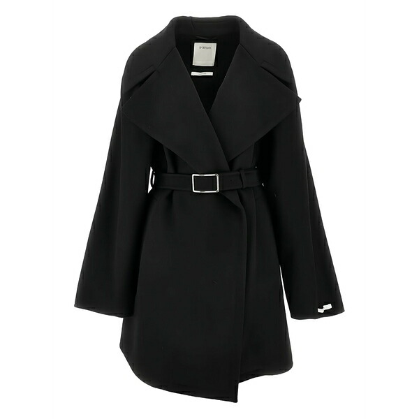 運動競技マックス レディース 厚地の外套 アウター Belted coat Black