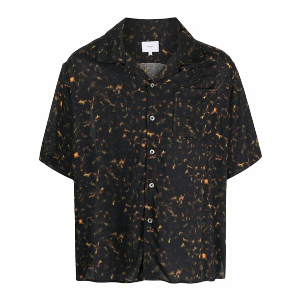 ルード メンズ プルオーバー トップス Abstract-print logo-embroidered shirt Black