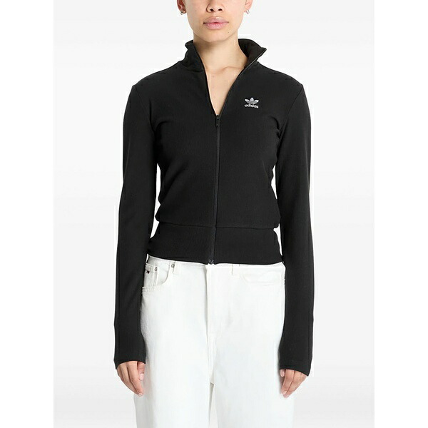 アディダス レディース ジャケット&ブルゾン アウター Essentials ribbed zip-up track jacket Black|asty