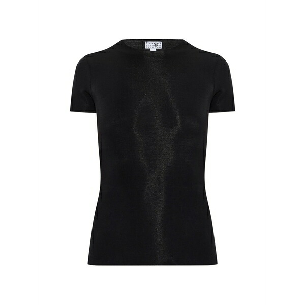 マルタンマルジェラ レディース プルオーバー トップス Shimmer-effect short-sleeve t-shirt Black
