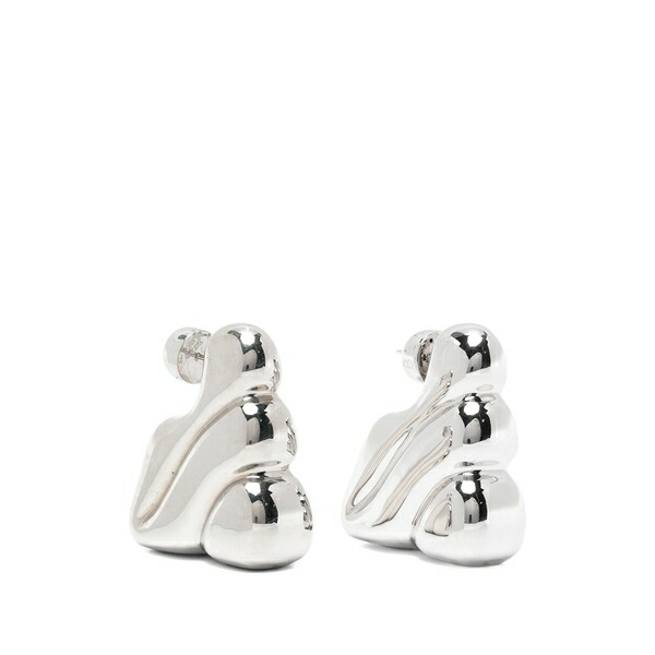 マリア ブラック レディース ピアス＆イヤリング アクセサリー Bogota wavy trapezoid earrings Silver｜asty