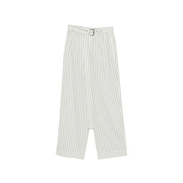 アイスバーグレタス レディース 心地好いズボン下 ボトムス Belted pinstripe-pattern trousers White