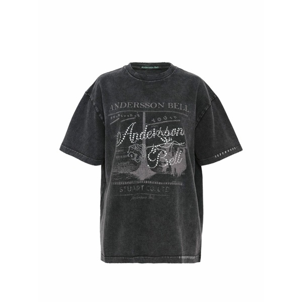 アンダーソン ベル レディース Tシャツ トップス Rosie hot-fix printed t-shirt Grey|asty
