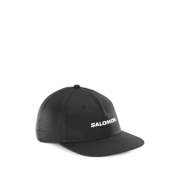 サロモン メンズ 鳥打ち帽 付属物 Logo-print flat-peak baseball cap Black