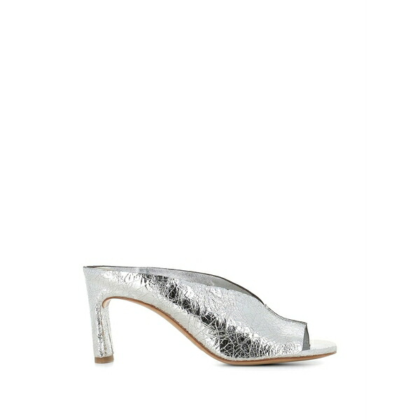 デル カルロ レディース サンダル シューズ Metis cracked-effect peep-toe heeled sandals Silver
