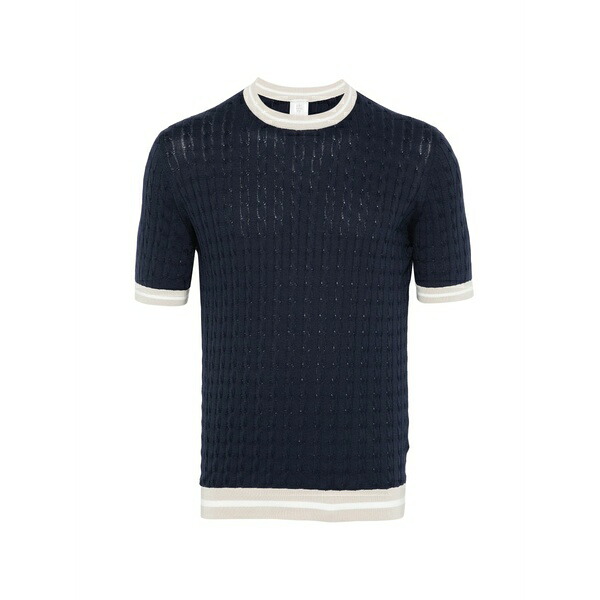 イレブンティ メンズ プルオーバー トップス Cable-knit t-shirt Blue