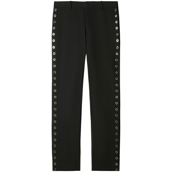 オフホワイト メンズ カジュアルパンツ ボトムス Eyelet-embellished wool trousers Black|asty