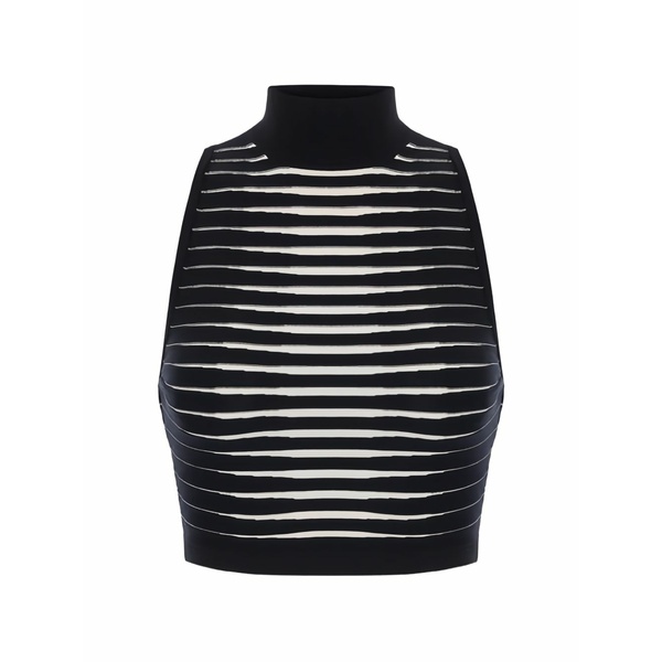 エリザベスフランキ レディース カットソー トップス Zebra-jacquard knit top Black