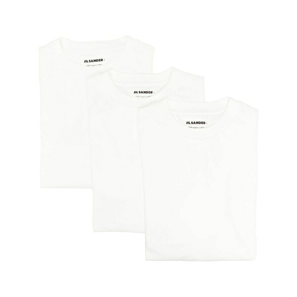 ジル・サンダー メンズ プルオーバー トップス Logo-patch crew-neck t-shirt White