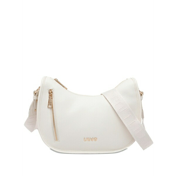 リュージョー レディース ショルダーバッグ 御徒面子 Logo zip crossbody bag White