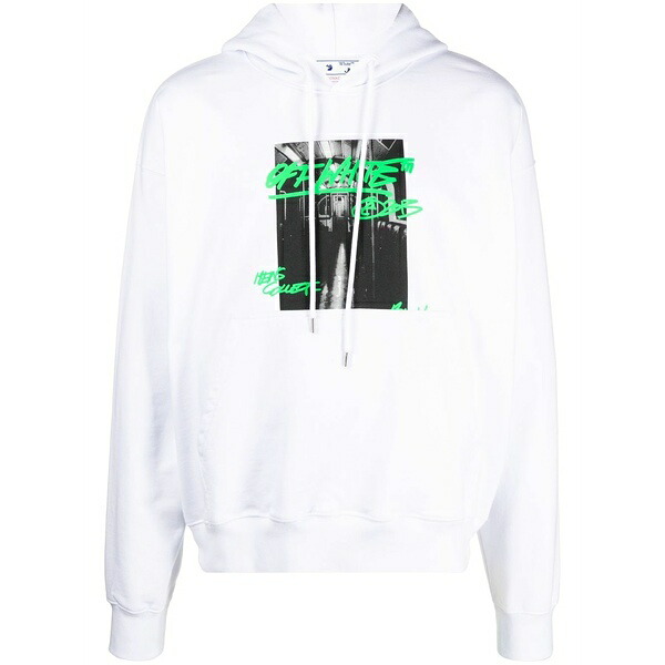 象牙色 メンズ パーカー・スウェットシャツ アウター Graphic-print cotton hoodie White