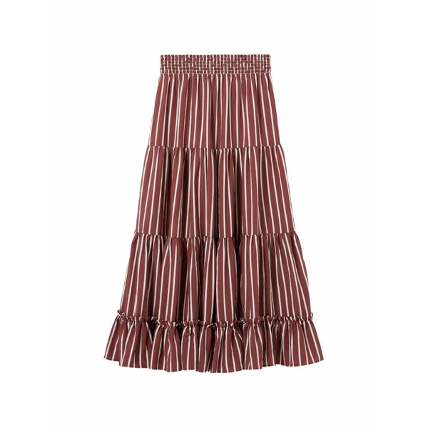 クローディピエルロ レディース スコート ボトムス Striped tiered a-line maxi skirt Red
