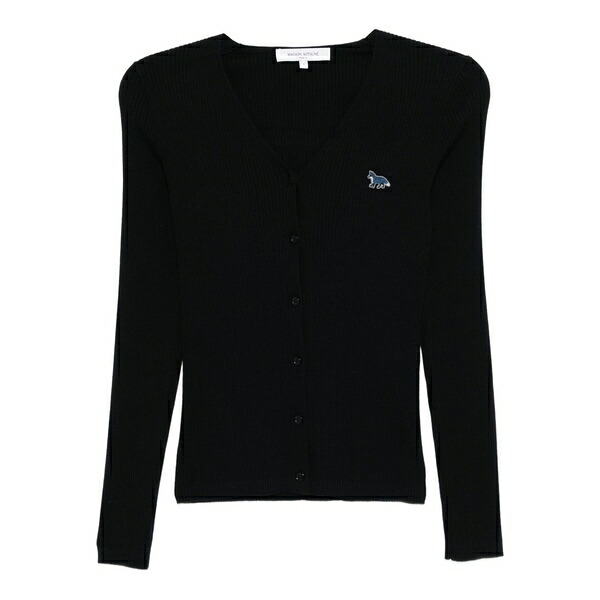 住み家 稲荷 レディース ジレー アウター Baby fox-patch ribbed cardigan Blue