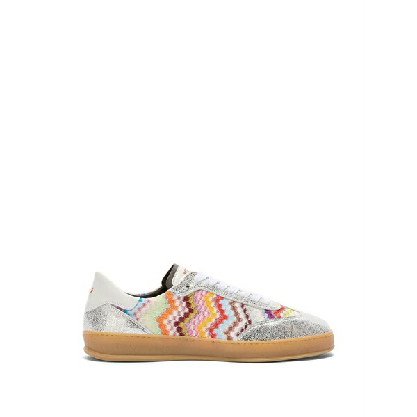ミッソーニ レディース スニーカー シューズ Zigzag-knit metallic-effect sneakers Silver