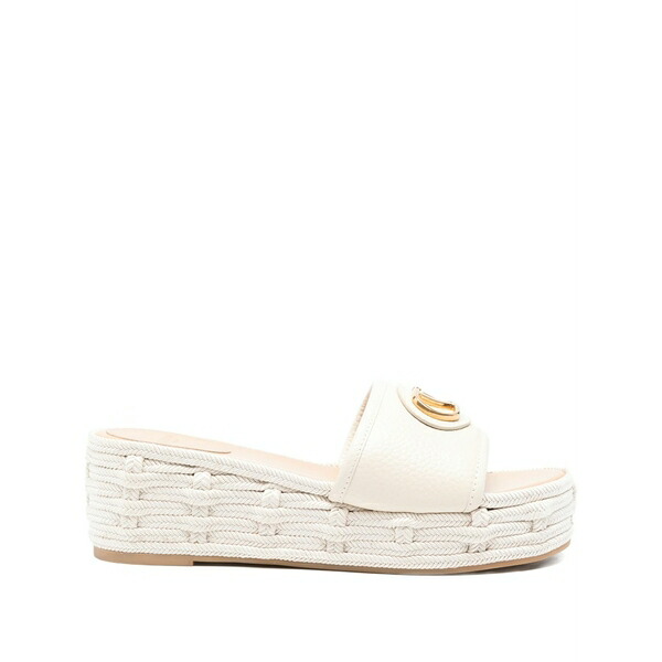 ヴァレンティノ ガラヴァーニ レディース サンダル シューズ Logo-plaque woven platform slides White｜asty