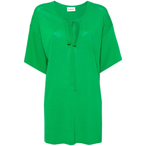 パロッシュ レディース Tシャツ トップス Pussy-bow knitted top Green|asty