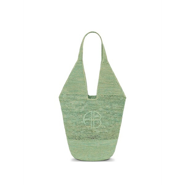 アニービン レディース トートバッグ 御徒面子 Leah logo raffia tote bag Green