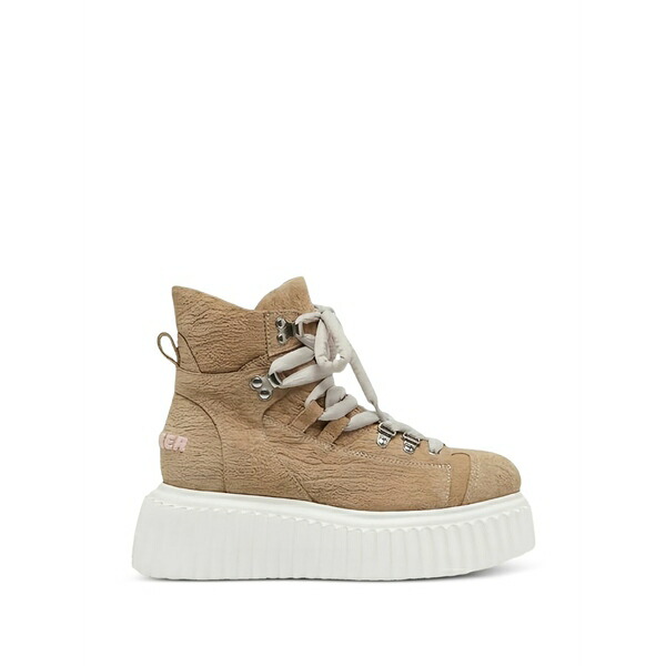 エージーエル レディース ブーツ シューズ Textured lace-up boots Brown