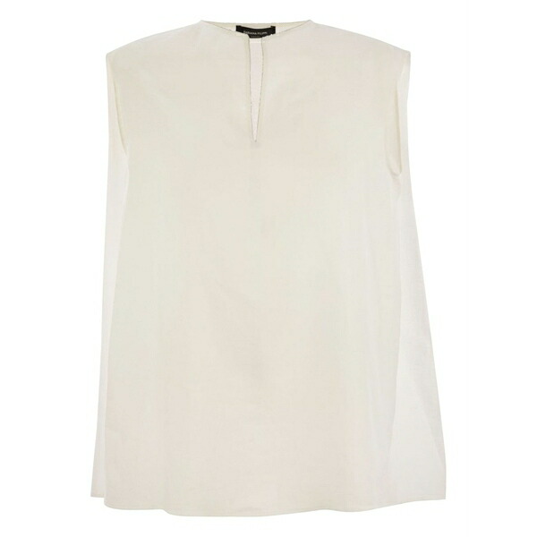 ファビアナ フィリッピ レディース カットソー トップス Metallic-trim linen top White｜asty