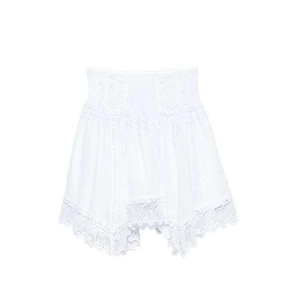 チャロ ルイス イビザ レディース スコート ボトムス Lace-trim tiered mini skirt White