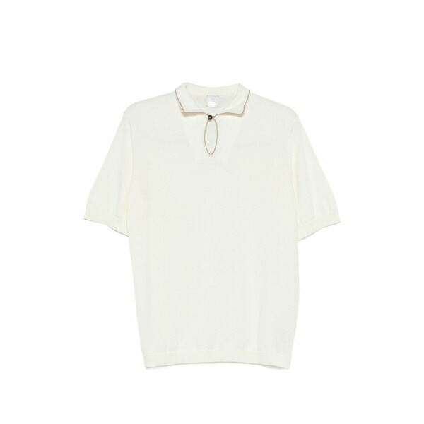 イレブンティ メンズ スポーツシャツ トップス Contrasting-trim polo shirt Neutrals