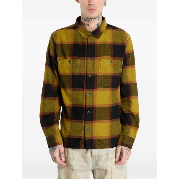 バンズ メンズ ティーシャツ トップス Larkspur checked patch-pocket shirt Green